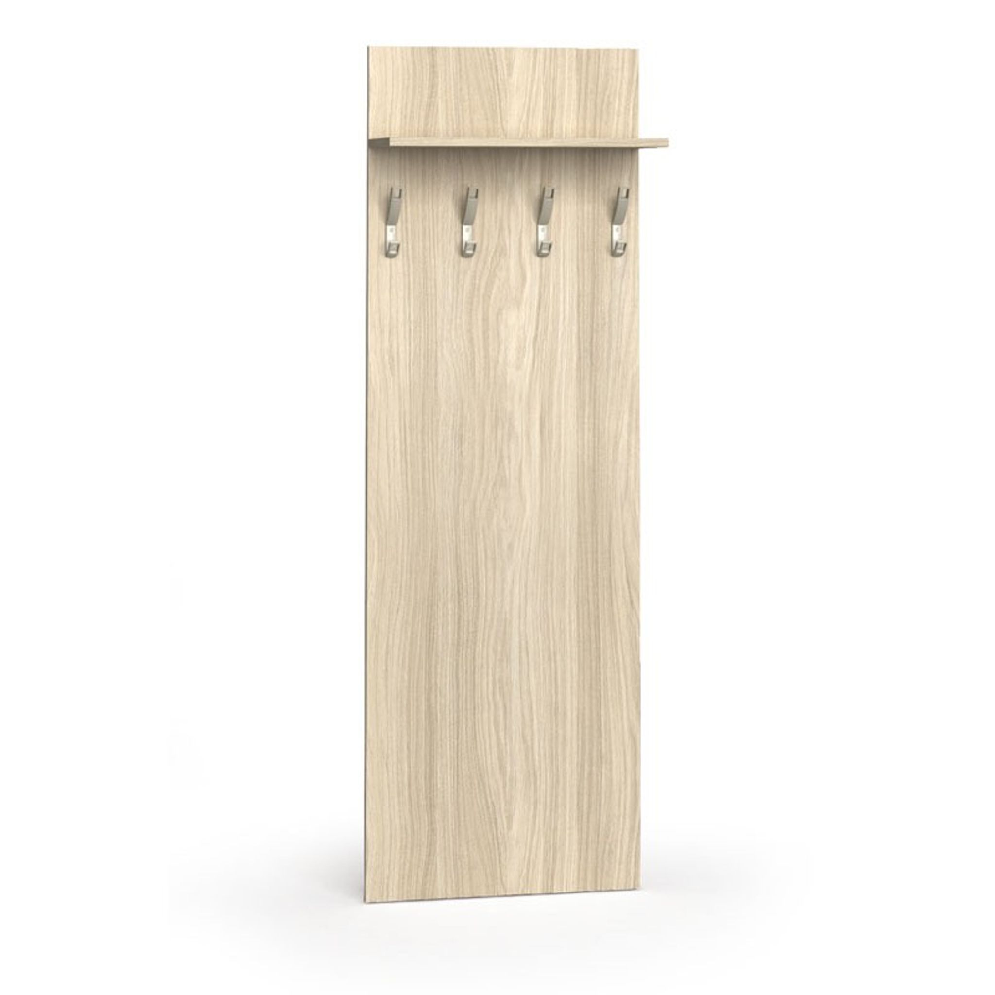Věšáková stěna PRIMO WOOD, 4 háčky, police, léta svisle, dub přírodní