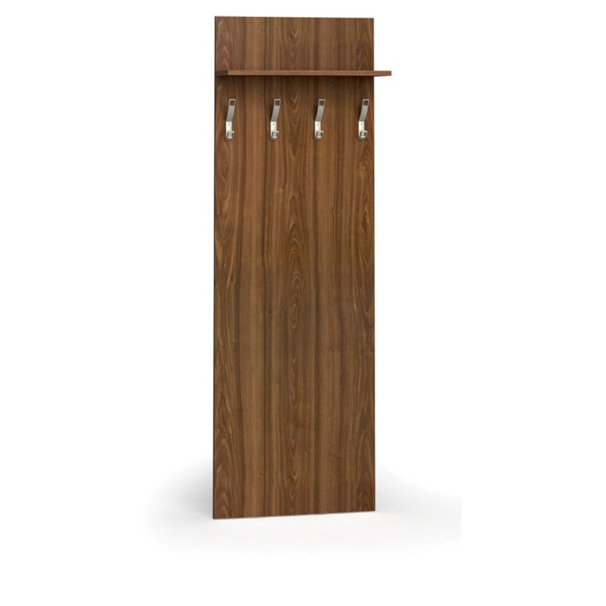 Věšáková stěna PRIMO WOOD, 4 háčky, police, léta svisle, ořech