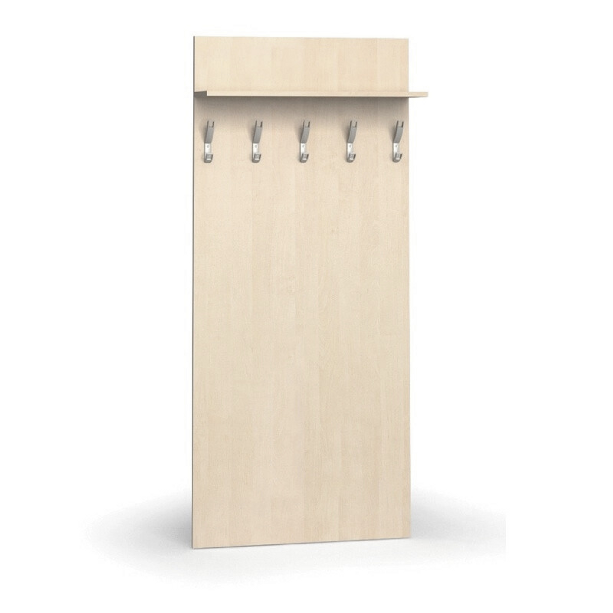 Věšáková stěna PRIMO WOOD, 5 háčků, police, léta svisle, bříza