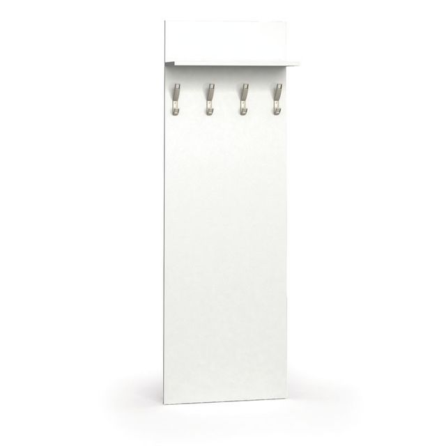 Vešiaková stena PRIMO, 4 háčiky, polica, biela