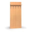 Vešiaková stena PRIMO WOOD, 5 háčikov, polica, roky zvisle, buk