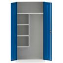 Víceúčelová kovová skříň, 4 police, 1950 x 950 x 500 mm, modré dveře