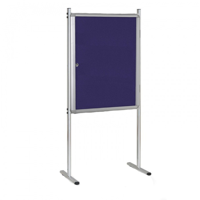 Fotografia produktu: Vnútorná vitrína na stojane, 720 x 980 mm, textilná, modrá, obojstranná