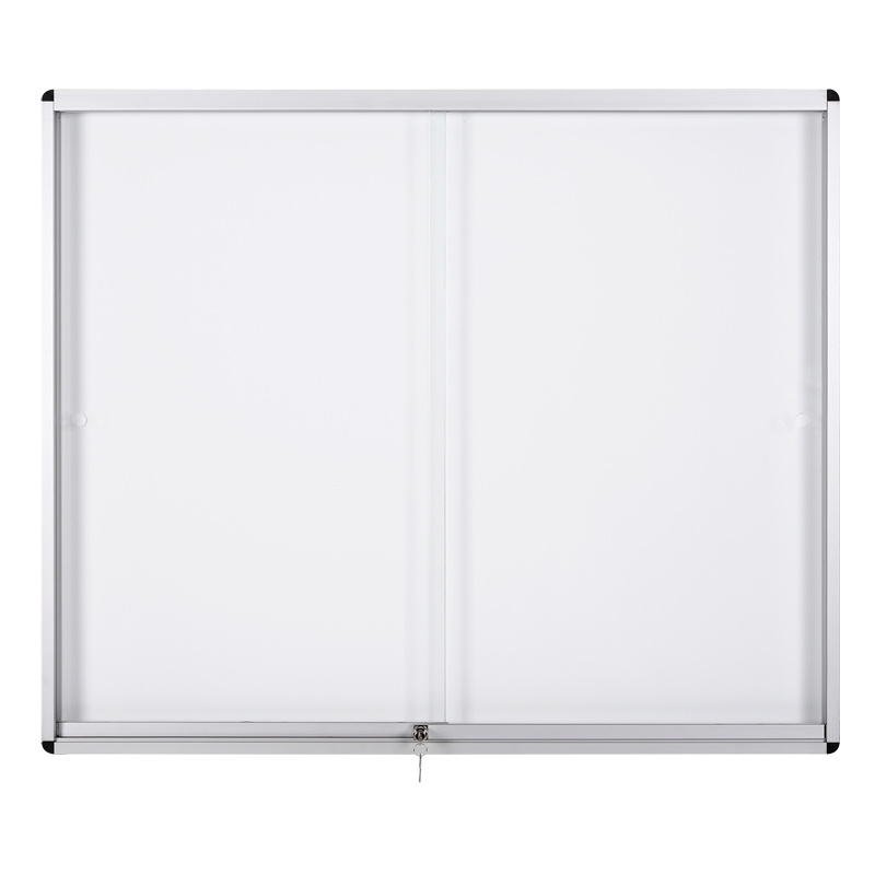 Fotografia produktu: Vnútorná vitrína s posuvnými dverami, biela magnetická, 967 x 706 mm
