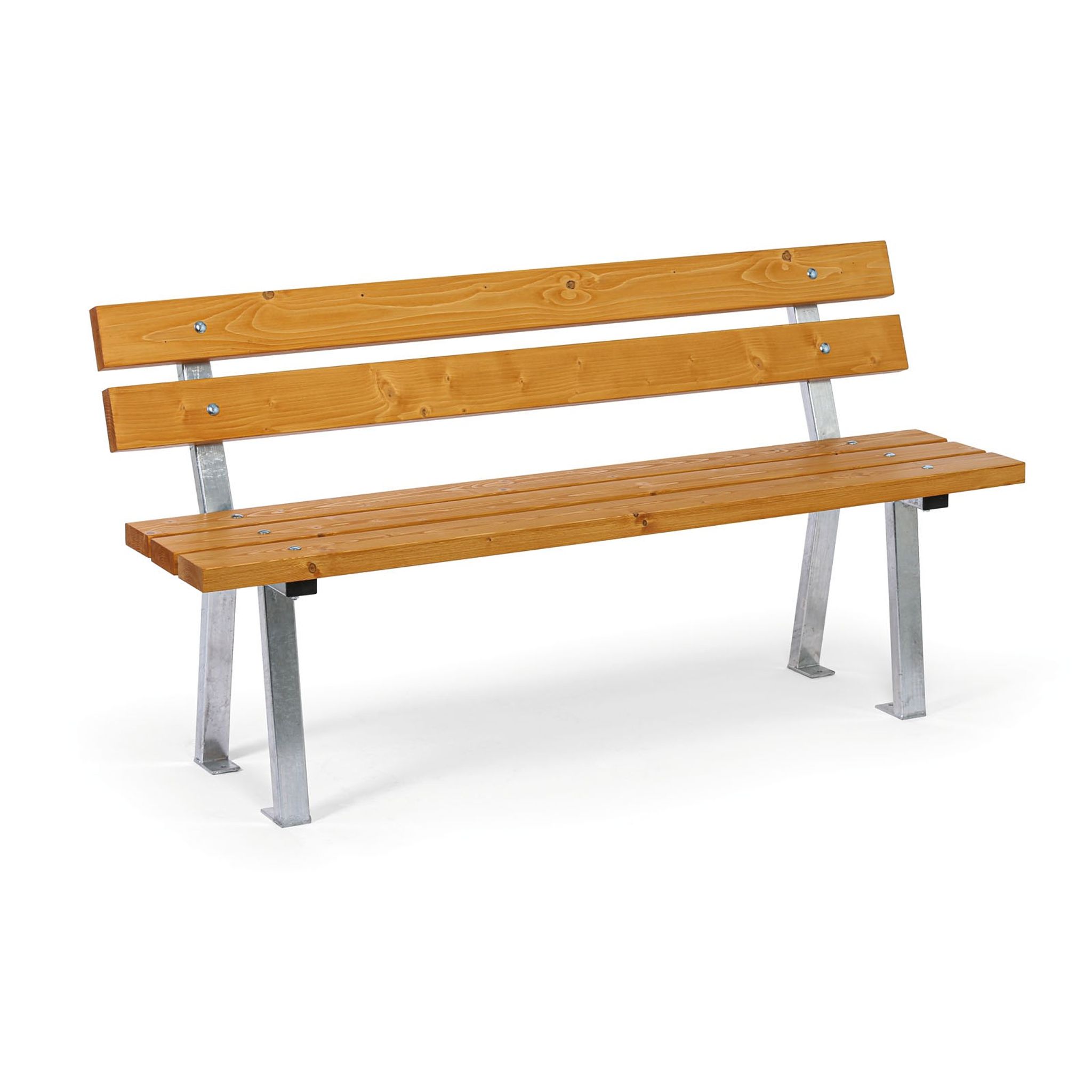 Vonkajšia lavička WOODY s operadlom, nerezová, 1500 mm