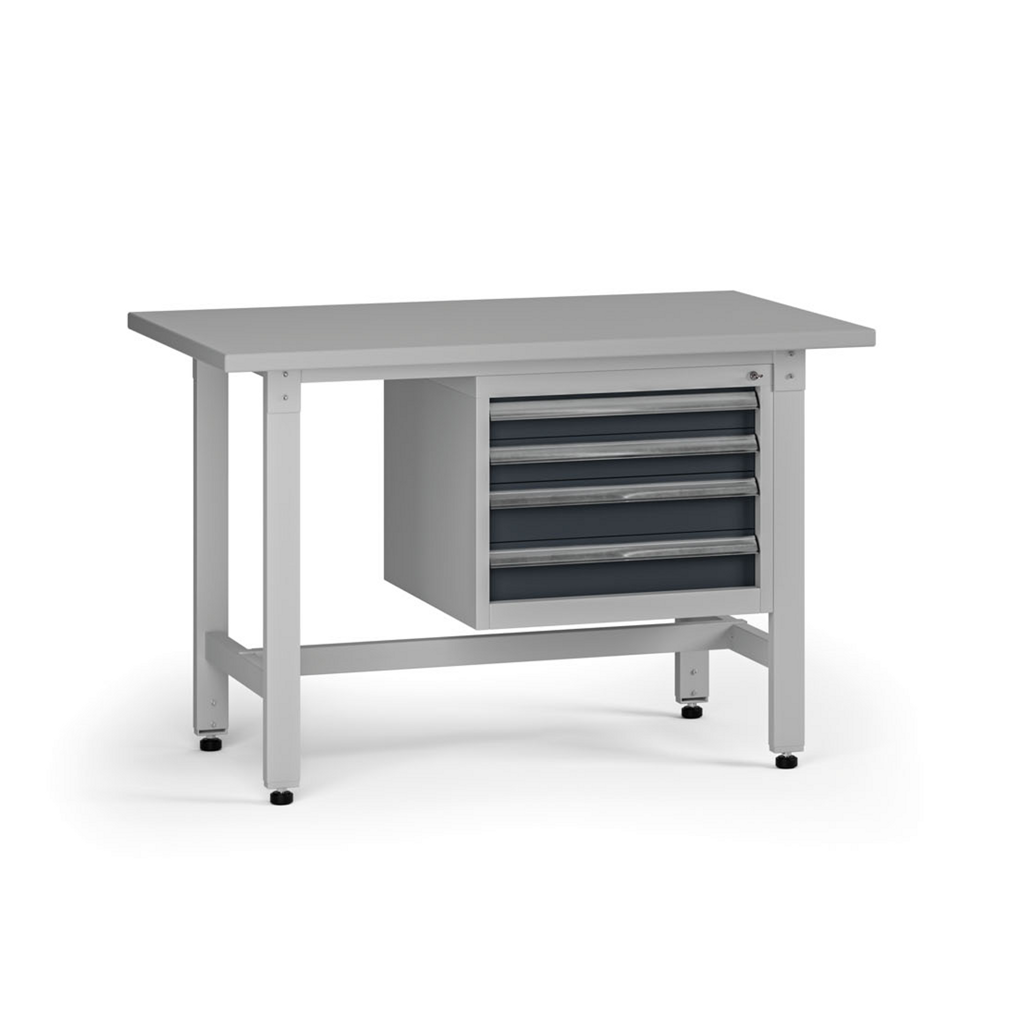 Výškově nastavitelný dílenský stůl G5, 1200 x 750 x 800-1000 mm, 1x kontejner, 4 zásuvky, grafit