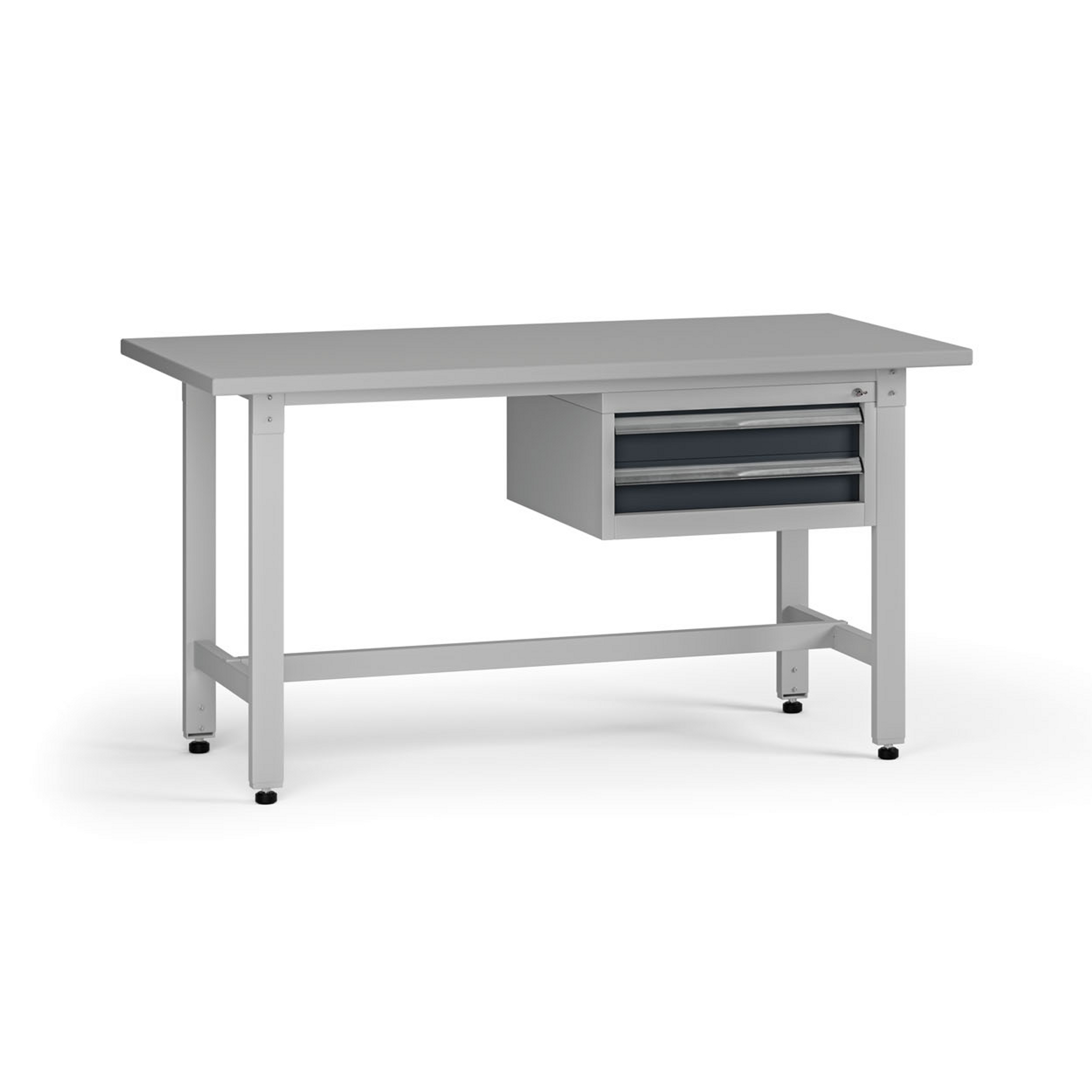 Výškově nastavitelný dílenský stůl G5, 1500 x 750 x 800-1000 mm, 1x kontejner, 2 zásuvky, grafit