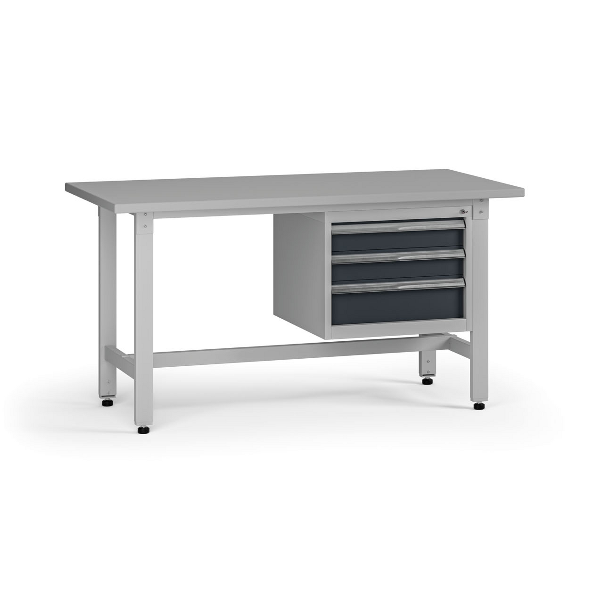 Výškově nastavitelný dílenský stůl G5, 1500 x 750 x 800-1000 mm, 1x kontejner, 3 zásuvky, grafit
