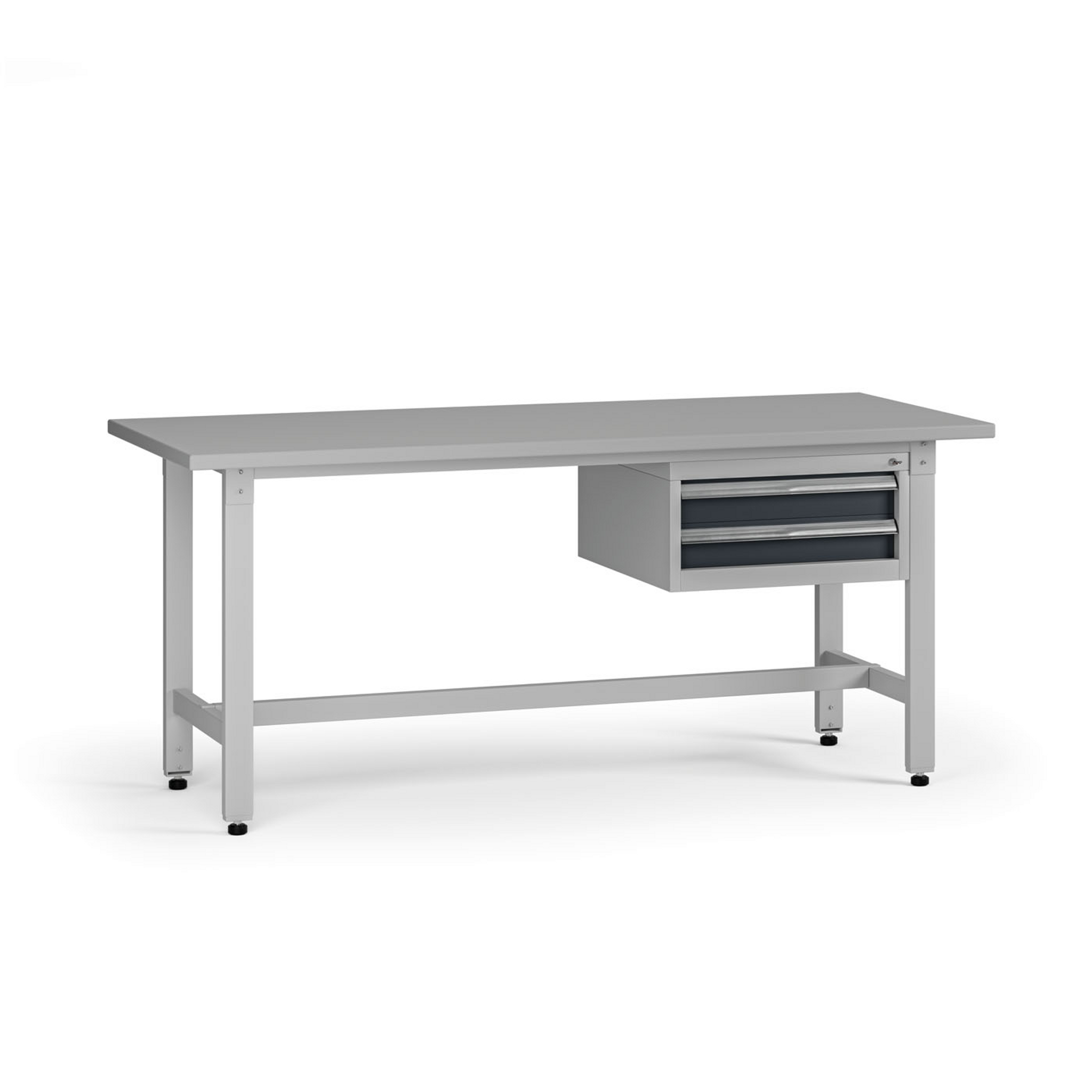 Výškově nastavitelný dílenský stůl G5, 1800 x 750 x 800-1000 mm, 1x kontejner, 2 zásuvky, grafit
