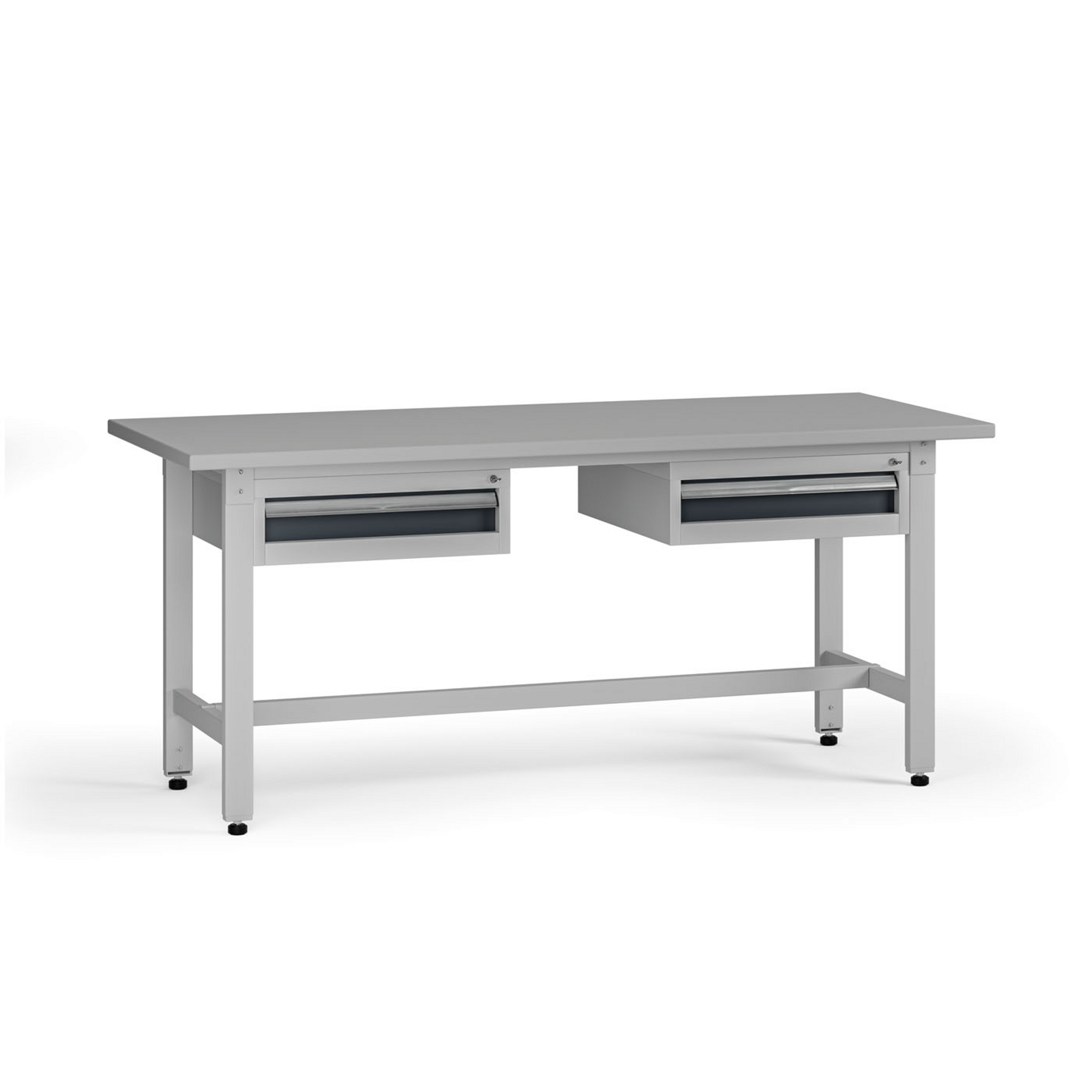 Výškově nastavitelný dílenský stůl G5, 1800 x 750 x 800-1000 mm, 2x kontejner, 2 zásuvky, grafit