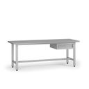 Výškově nastavitelný dílenský stůl G5, 2100 x 750 x 800-1000 mm, 1x kontejner, 1 zásuvka, šedá