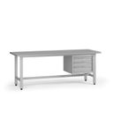 Výškově nastavitelný dílenský stůl G5, 2100 x 750 x 800-1000 mm, 1x kontejner, 3 zásuvky, šedá