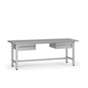 Výškově nastavitelný dílenský stůl G5, 2100 x 750 x 800-1000 mm, 2x kontejner, 2 zásuvky, šedá