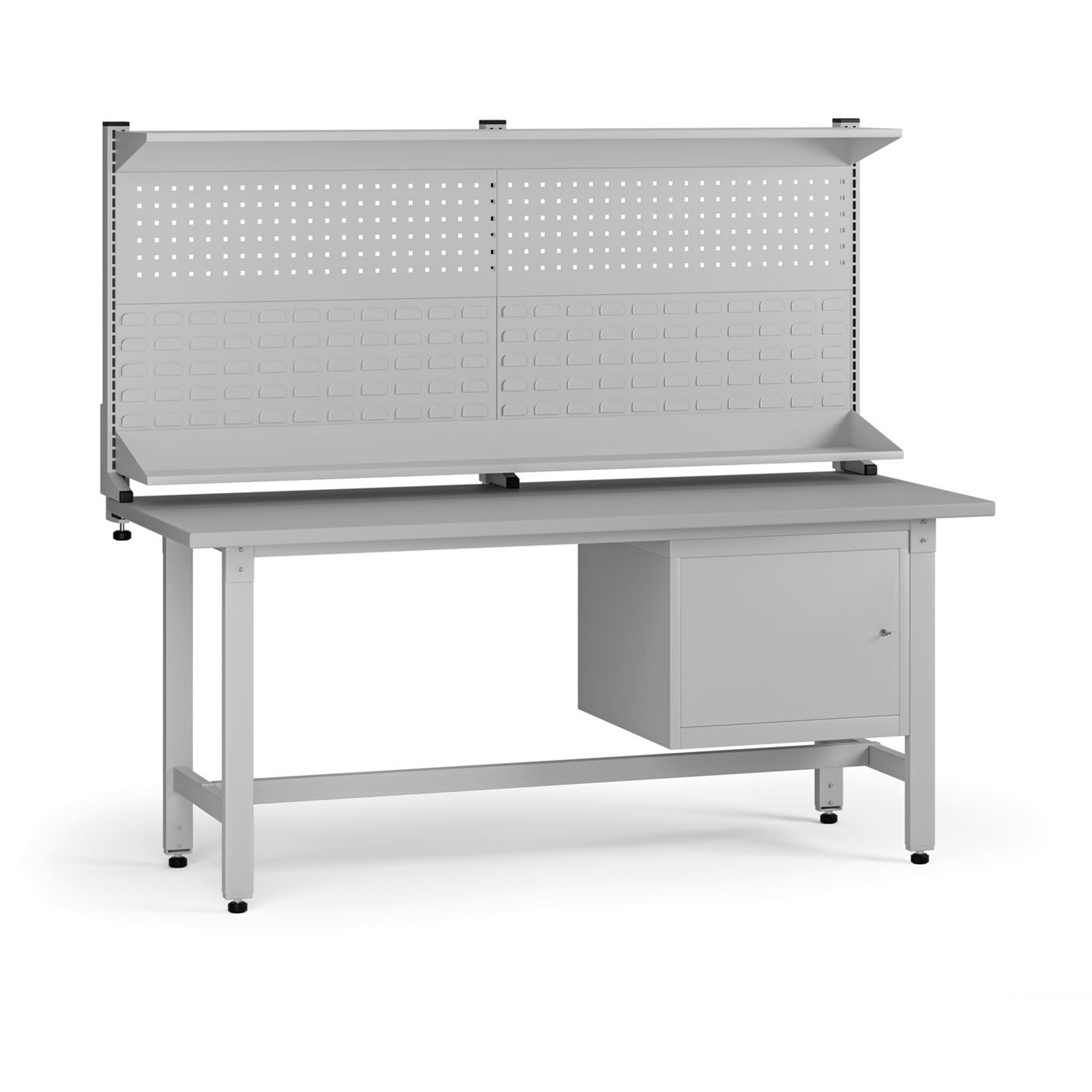 Výškově nastavitelný dílenský stůl G5 s nástavbou, 1800 x 750 x 800-1000 mm, 1x skříňka