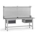 Výškově nastavitelný dílenský stůl G5 s nástavbou, 2100 x 750 x 800-1000 mm, 2x kontejner, 4 zásuvky, grafit