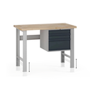 Výškově nastavitelný dílenský stůl G7, buková spárovka, 1200 x 685 x 840-1040 mm, 1x kontejner, 3 zásuvky, grafit