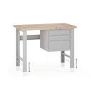 Výškově nastavitelný dílenský stůl G7, buková spárovka, 1200 x 685 x 840-1040 mm, 1x kontejner, 3 zásuvky, šedá