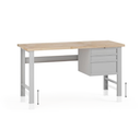 Výškově nastavitelný dílenský stůl G7, buková spárovka, 1700 x 800 x 840-1040 mm, 1x kontejner, 3 zásuvky, šedá