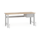 Výškově nastavitelný dílenský stůl G7, buková spárovka, 2000 x 800 x 840-1040 mm, 1x kontejner, 1 zásuvka, šedá