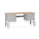 Výškově nastavitelný dílenský stůl G7, buková spárovka, 2000 x 800 x 840-1040 mm, 2x kontejner, 6 zásuvek, šedá