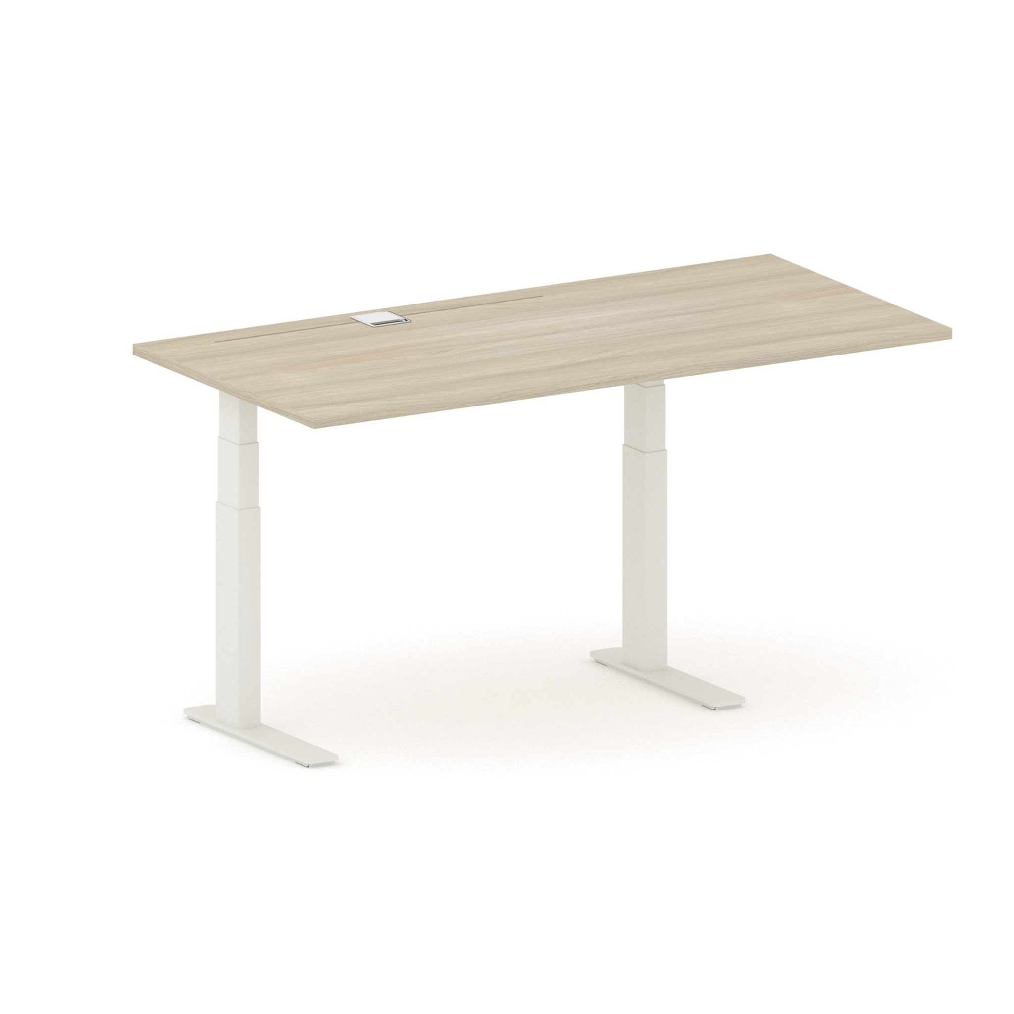 Výškově nastavitelný pracovní stůl FUTURE, 1700 x 800 x 745-1215 mm, bez paravanu, bílá/dub