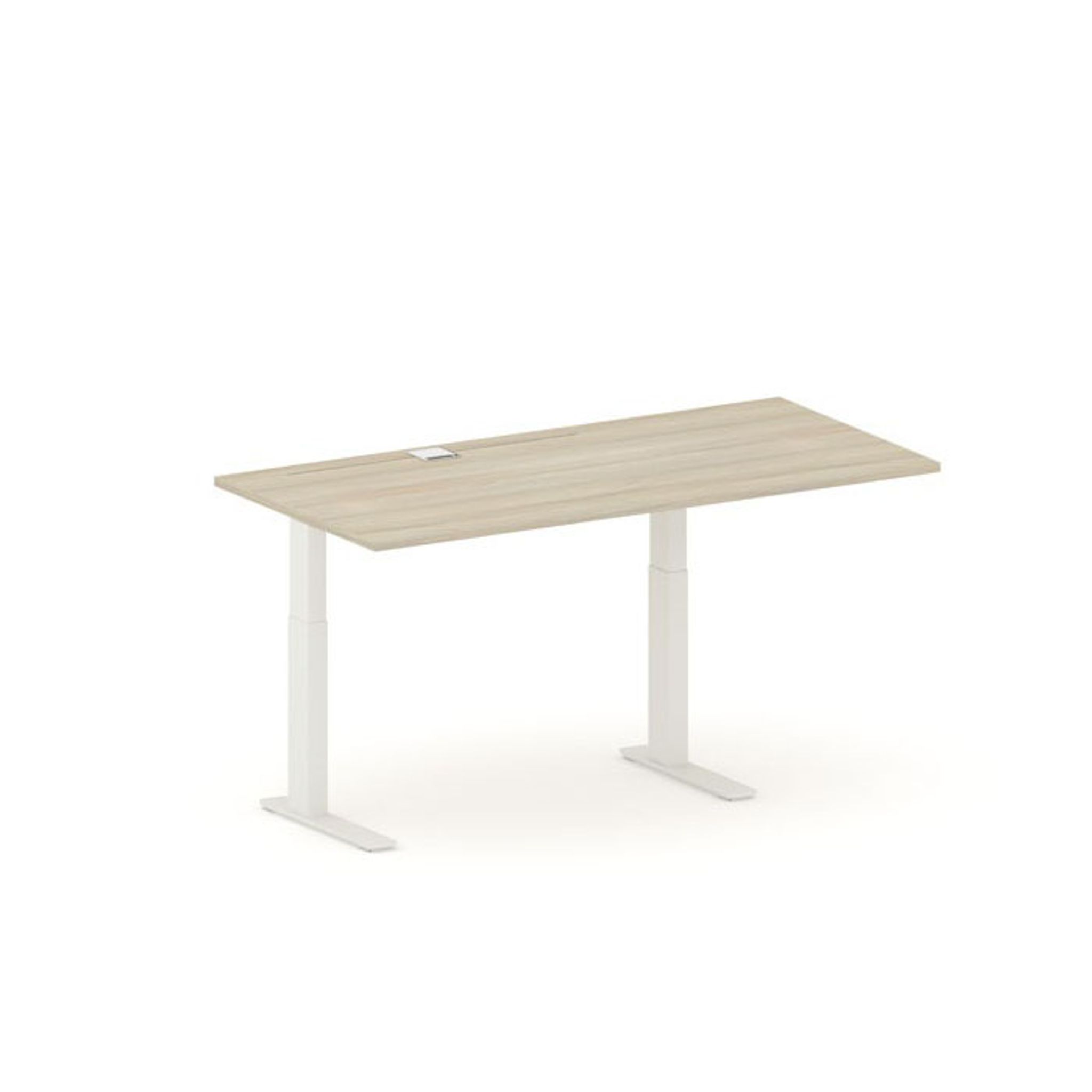 Výškově nastavitelný pracovní stůl FUTURE, 1700 x 800 x 745-1215 mm, bez paravanu, bílá/dub