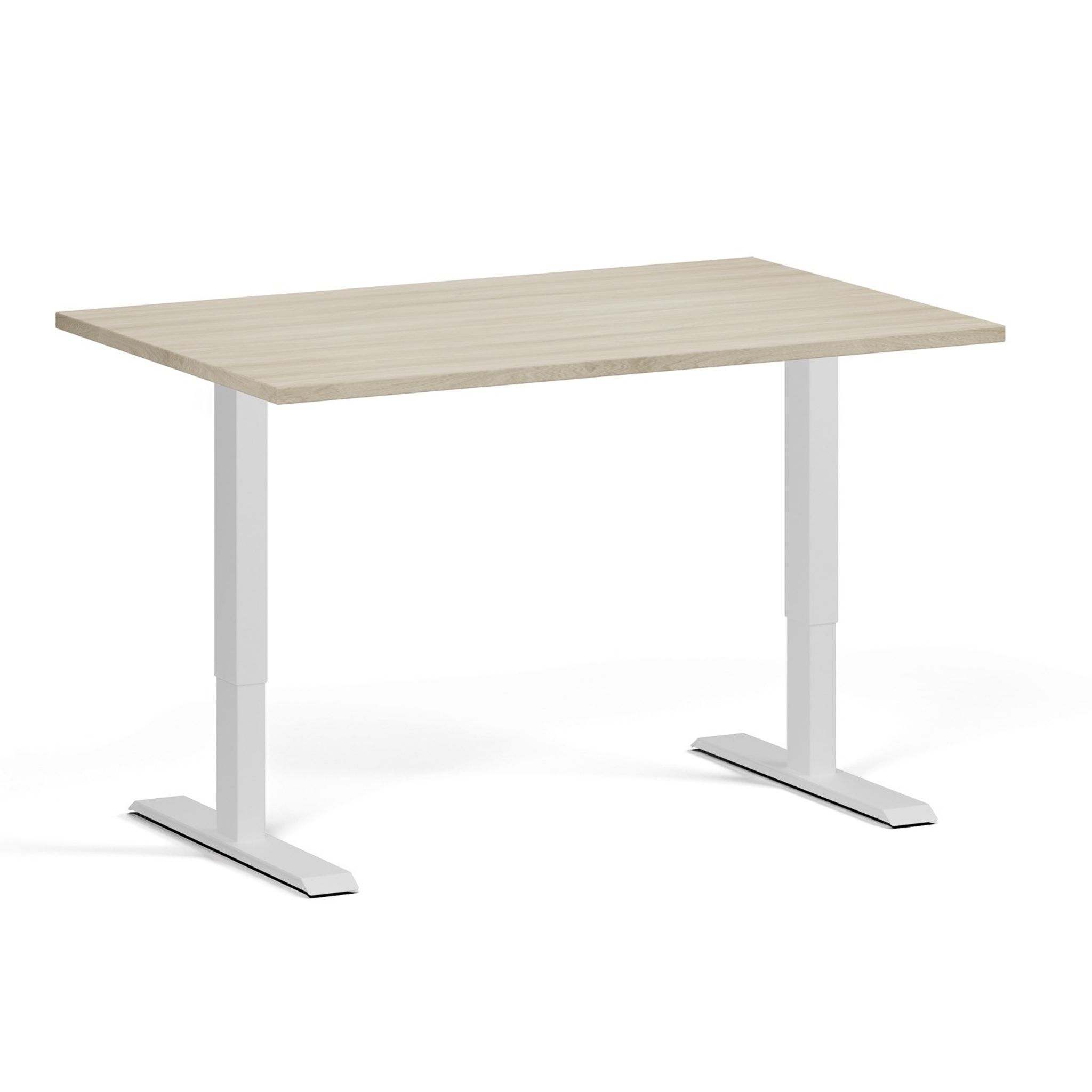 Výškově nastavitelný stůl, 1 motor, 745 - 1235 mm, deska 1200 x 800 mm, bílá podnož, dub přírodní