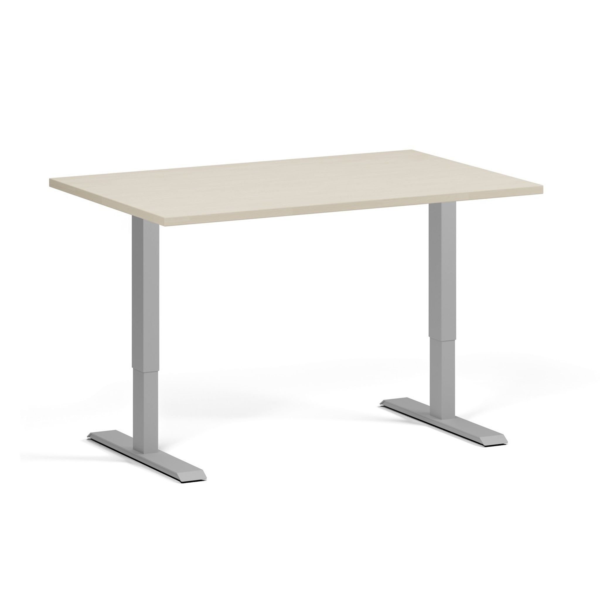 Výškově nastavitelný stůl, 1 motor, 745 - 1235 mm, deska 1200 x 800 mm, šedá podnož, bříza