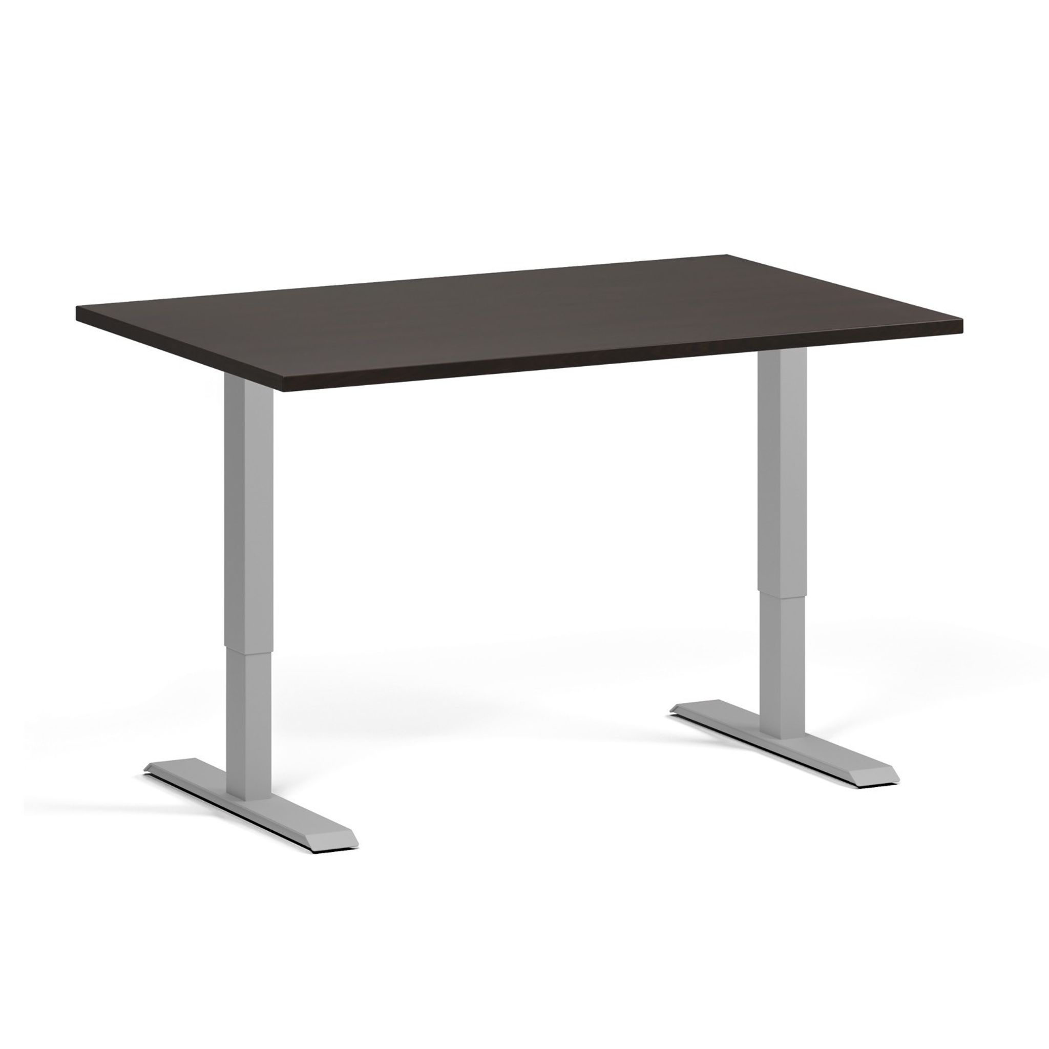 Výškově nastavitelný stůl, 1 motor, 745 - 1235 mm, deska 1200 x 800 mm, šedá podnož, wenge