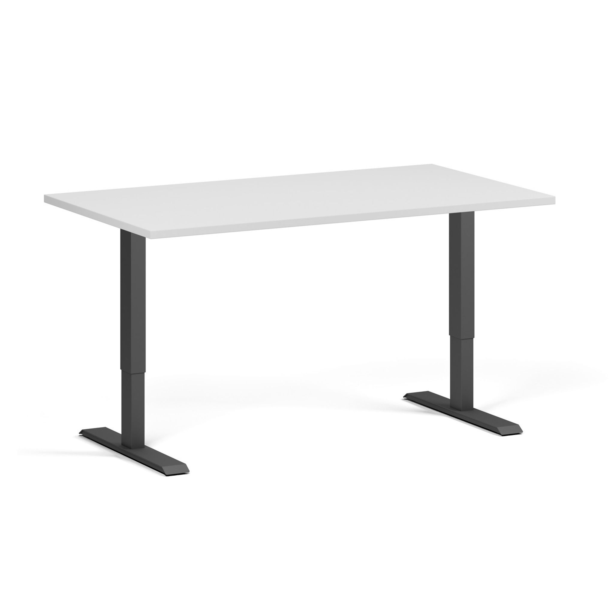 Výškově nastavitelný stůl, 1 motor, 745 - 1235 mm, deska 1400 x 800 mm, černá podnož, bílá