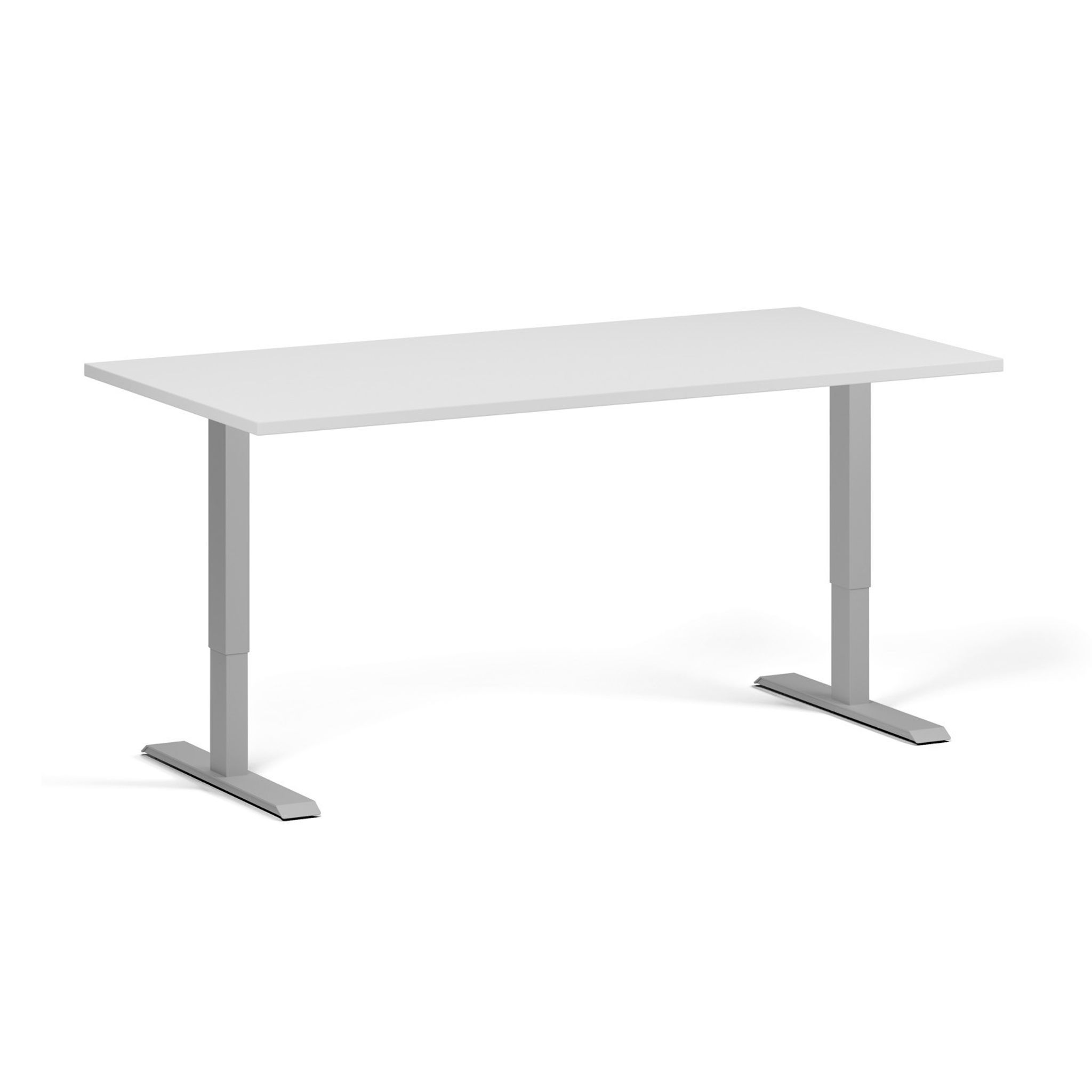 Výškově nastavitelný stůl, 1 motor, 745 - 1235 mm, deska 1600 x 800 mm, šedá podnož, bílá