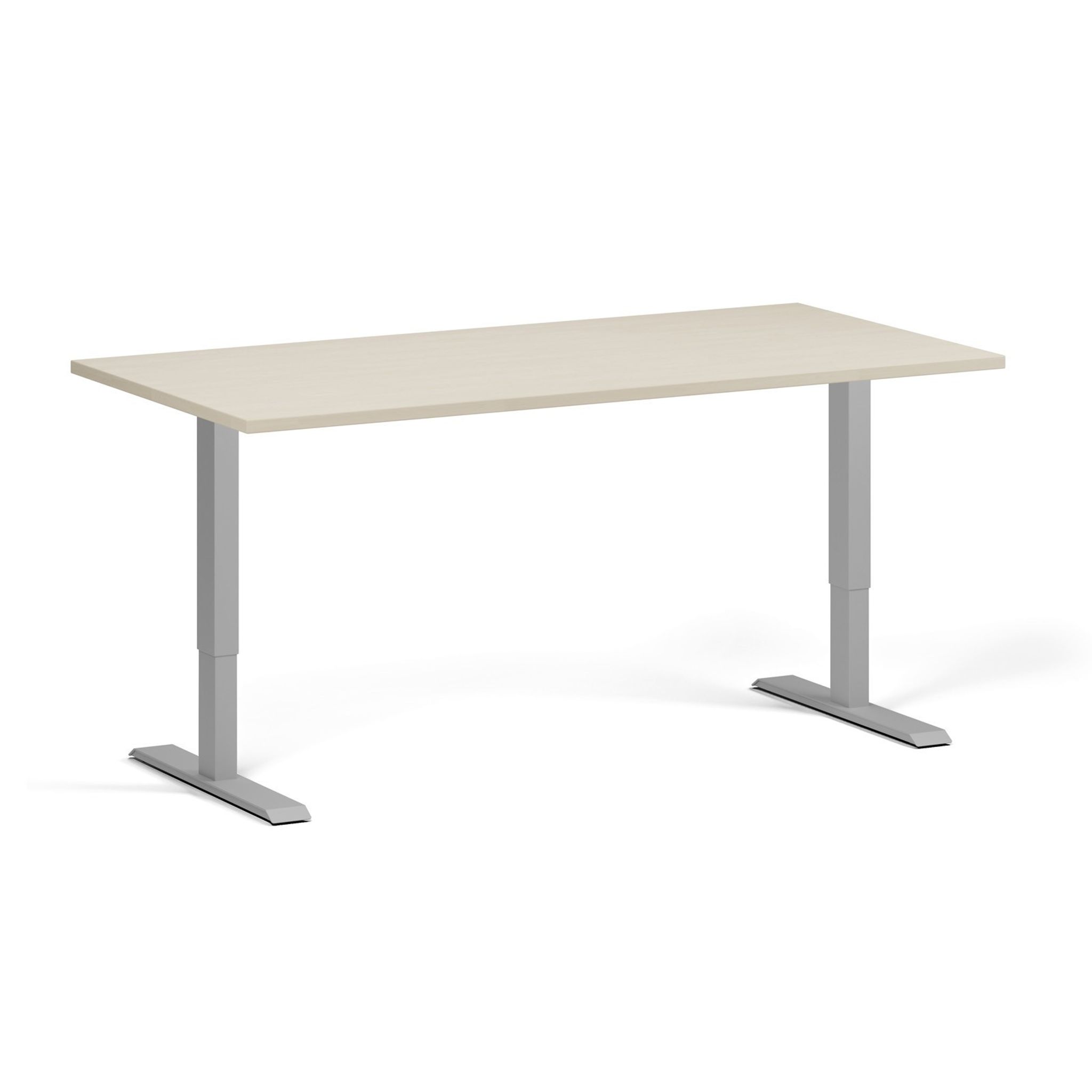 Výškově nastavitelný stůl, 1 motor, 745 - 1235 mm, deska 1600 x 800 mm, šedá podnož, bříza
