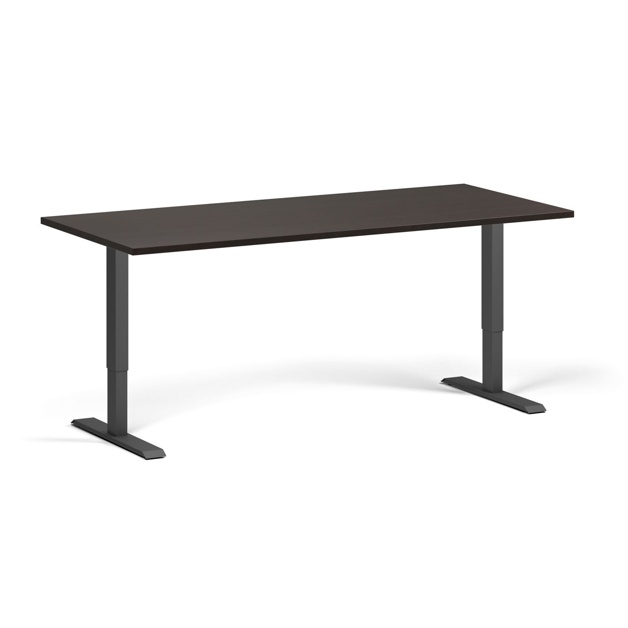 Výškově nastavitelný stůl, 1 motor, 745 - 1235 mm, deska 1800 x 800 mm, černá podnož, wenge