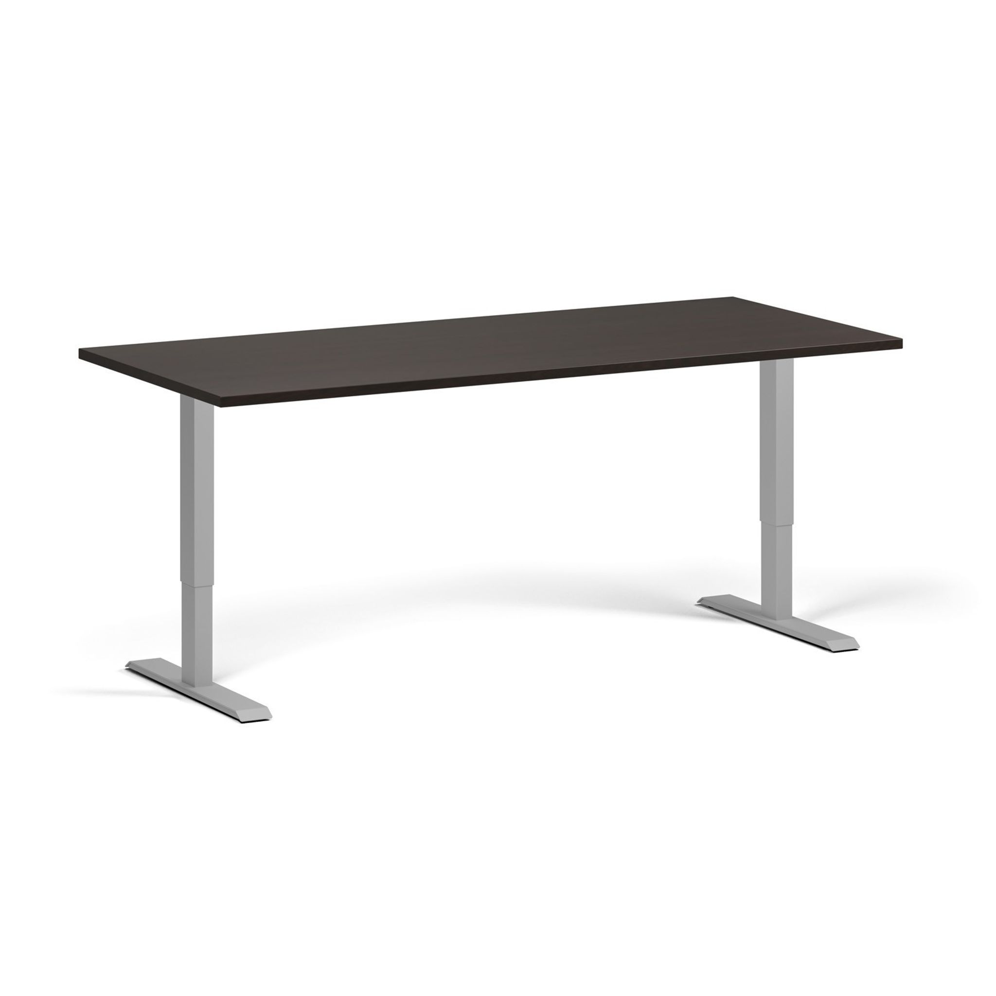 Výškově nastavitelný stůl, 1 motor, 745 - 1235 mm, deska 1800 x 800 mm, šedá podnož, wenge