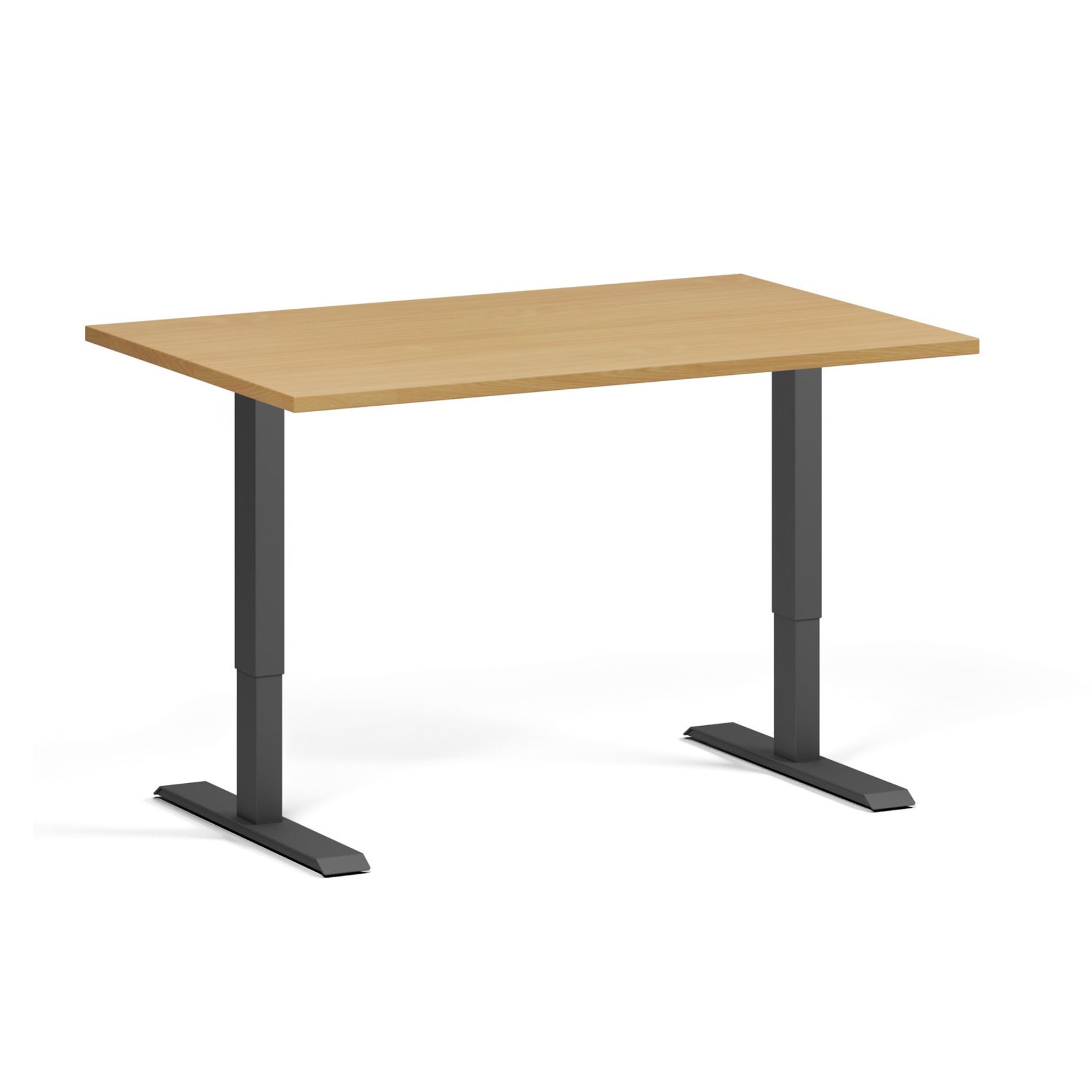 Výškově nastavitelný stůl, 120x80 cm, 1 motor, černá podnož, buk