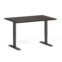 Výškově nastavitelný stůl, 120x80 cm, 2 motory, černá podnož, wenge