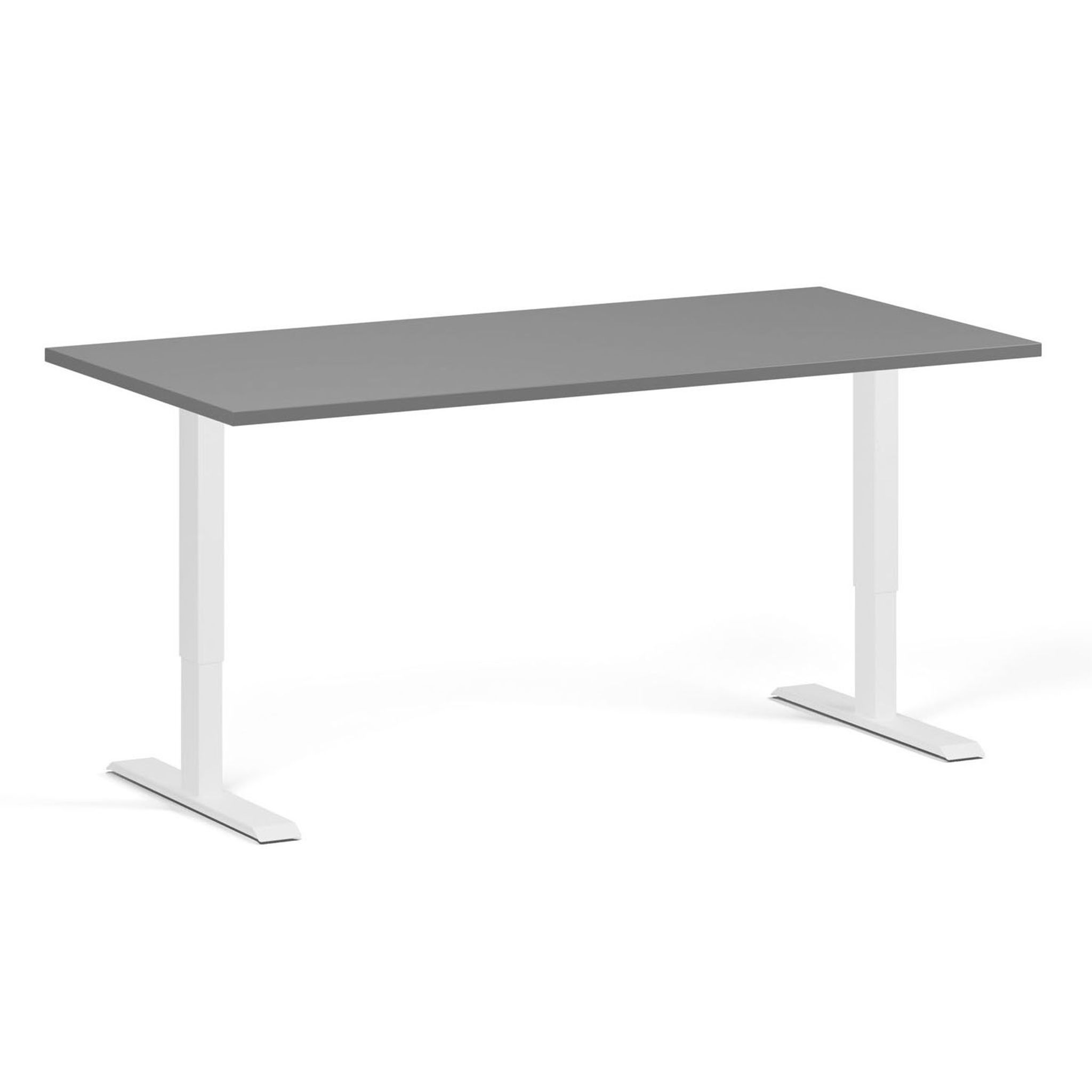 Výškově nastavitelný stůl, 160x80 cm, 1 motor, bílá podnož, grafit