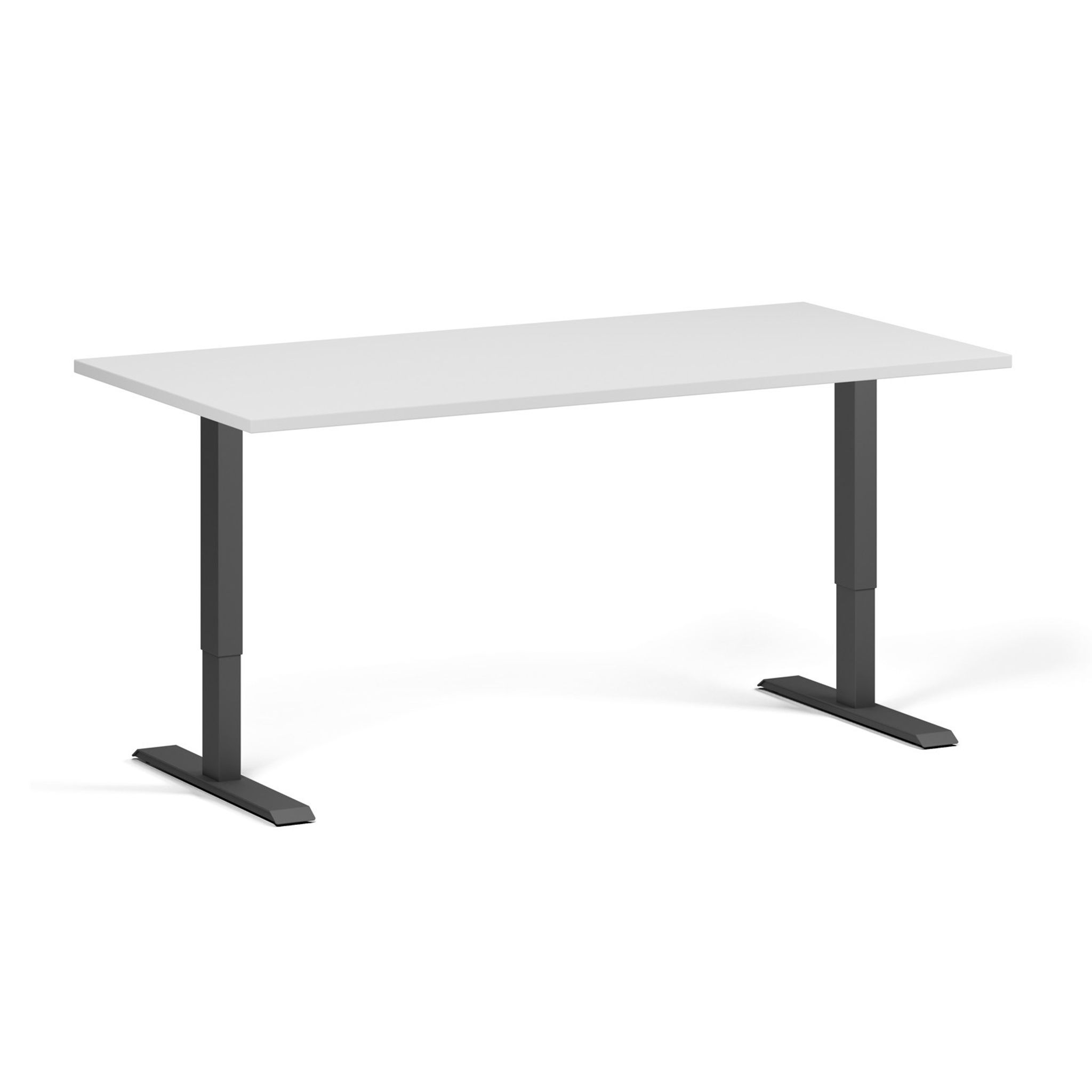 Výškově nastavitelný stůl, 160x80 cm, 1 motor, černá podnož, bílá