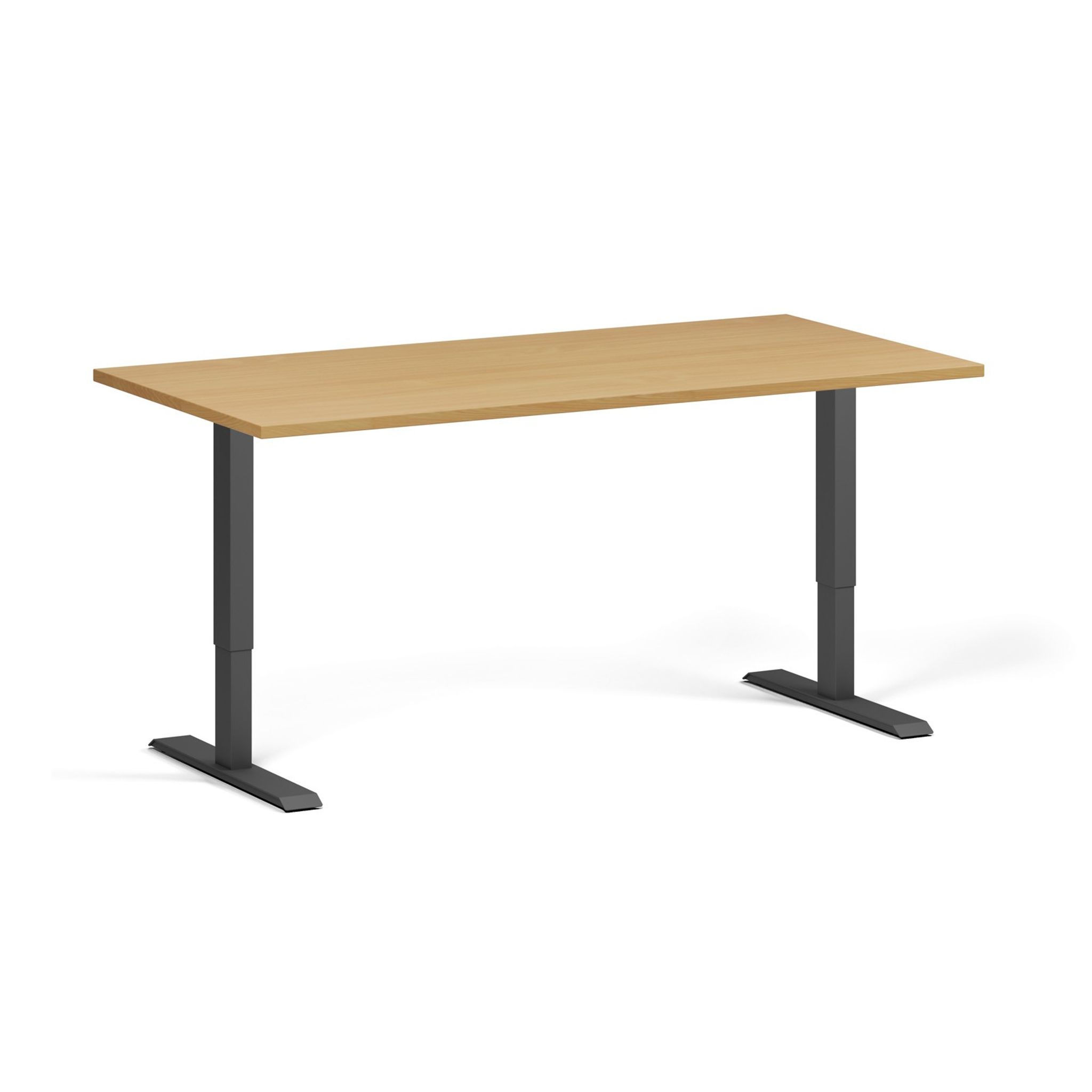 Výškově nastavitelný stůl, 160x80 cm, 1 motor, černá podnož, buk