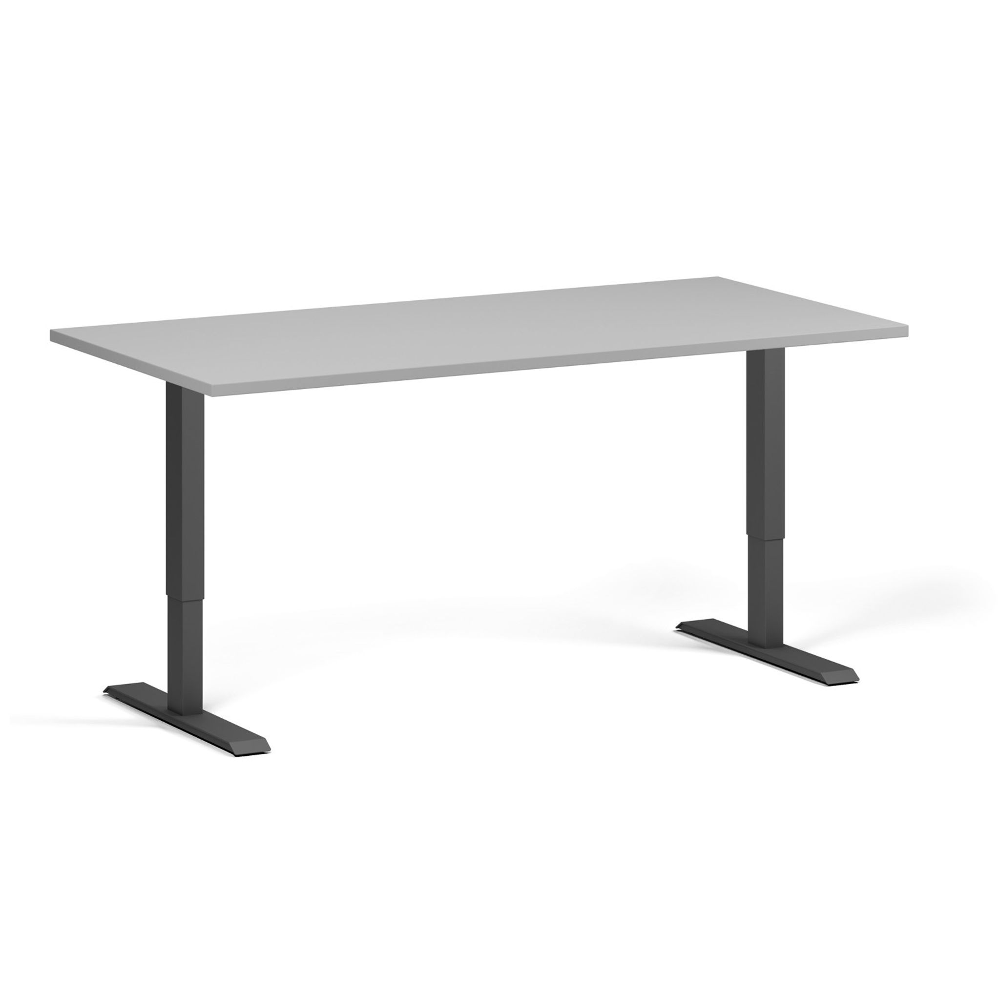 Výškově nastavitelný stůl, 160x80 cm, 1 motor, černá podnož, šedá