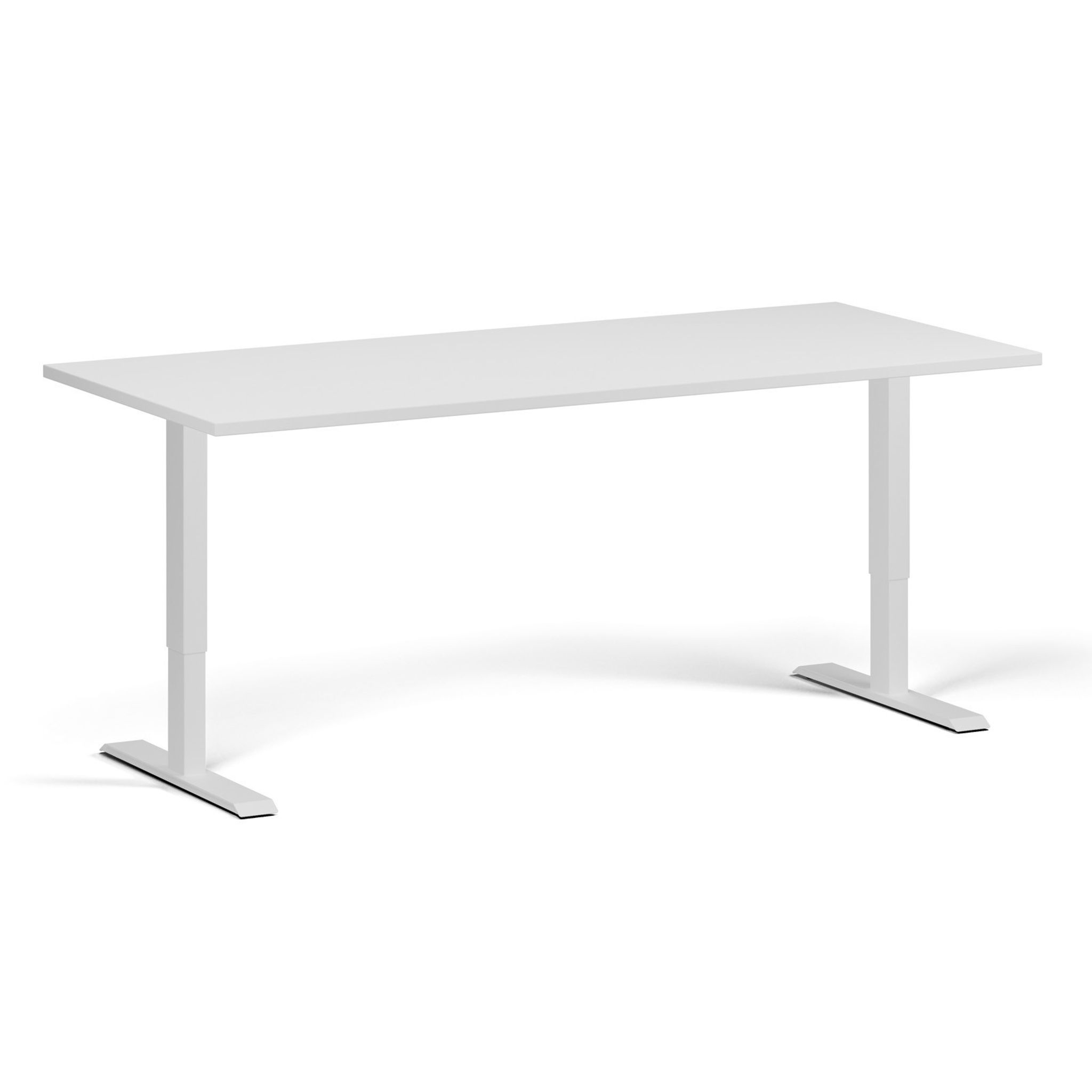 Výškově nastavitelný stůl, 180x80 cm, 1 motor, bílá podnož, bílá