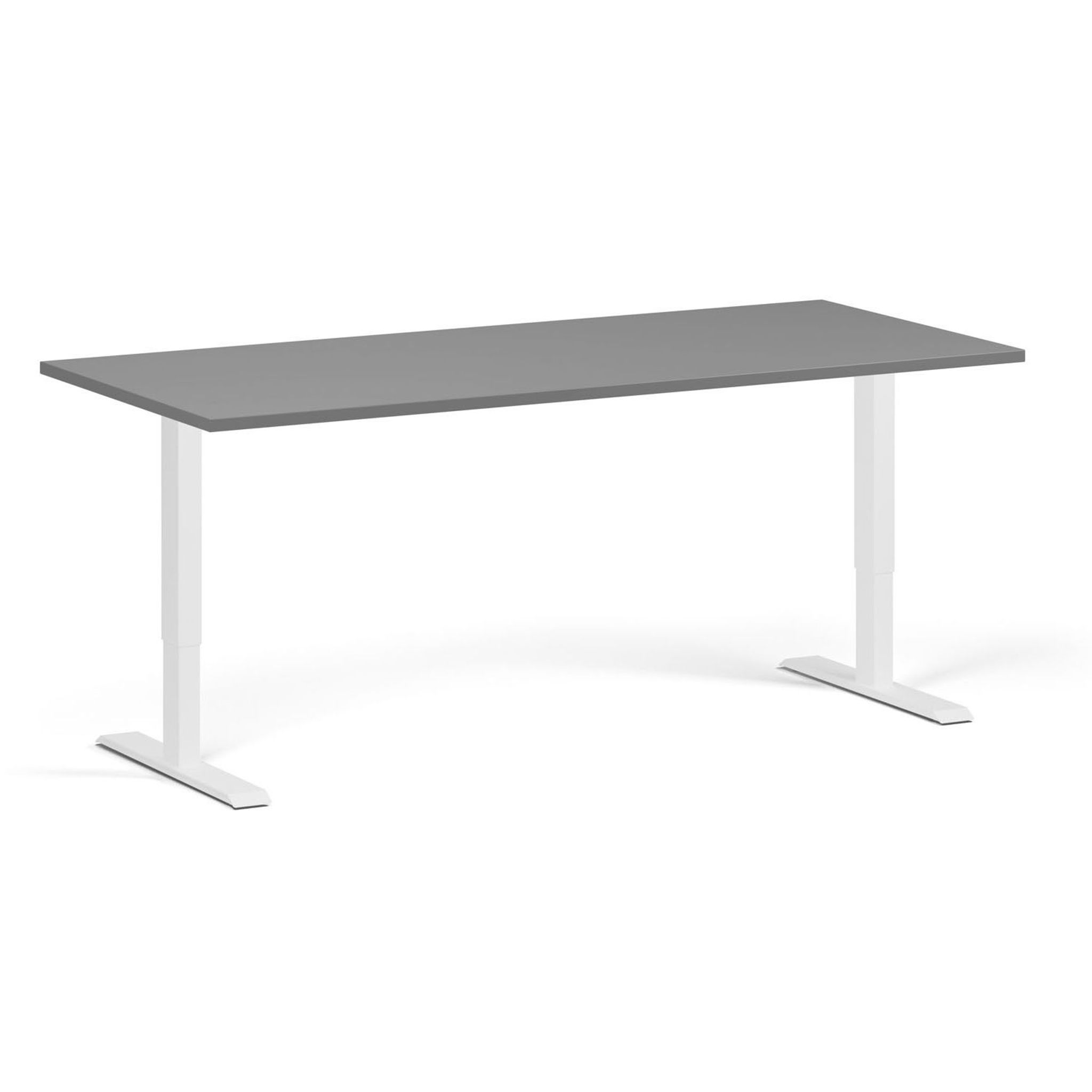 Výškově nastavitelný stůl, 180x80 cm, 1 motor, bílá podnož, grafit