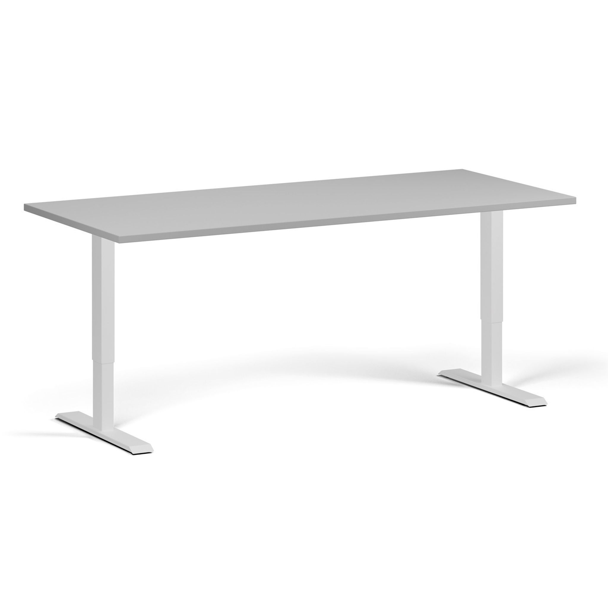 Výškově nastavitelný stůl, 180x80 cm, 1 motor, bílá podnož, šedá