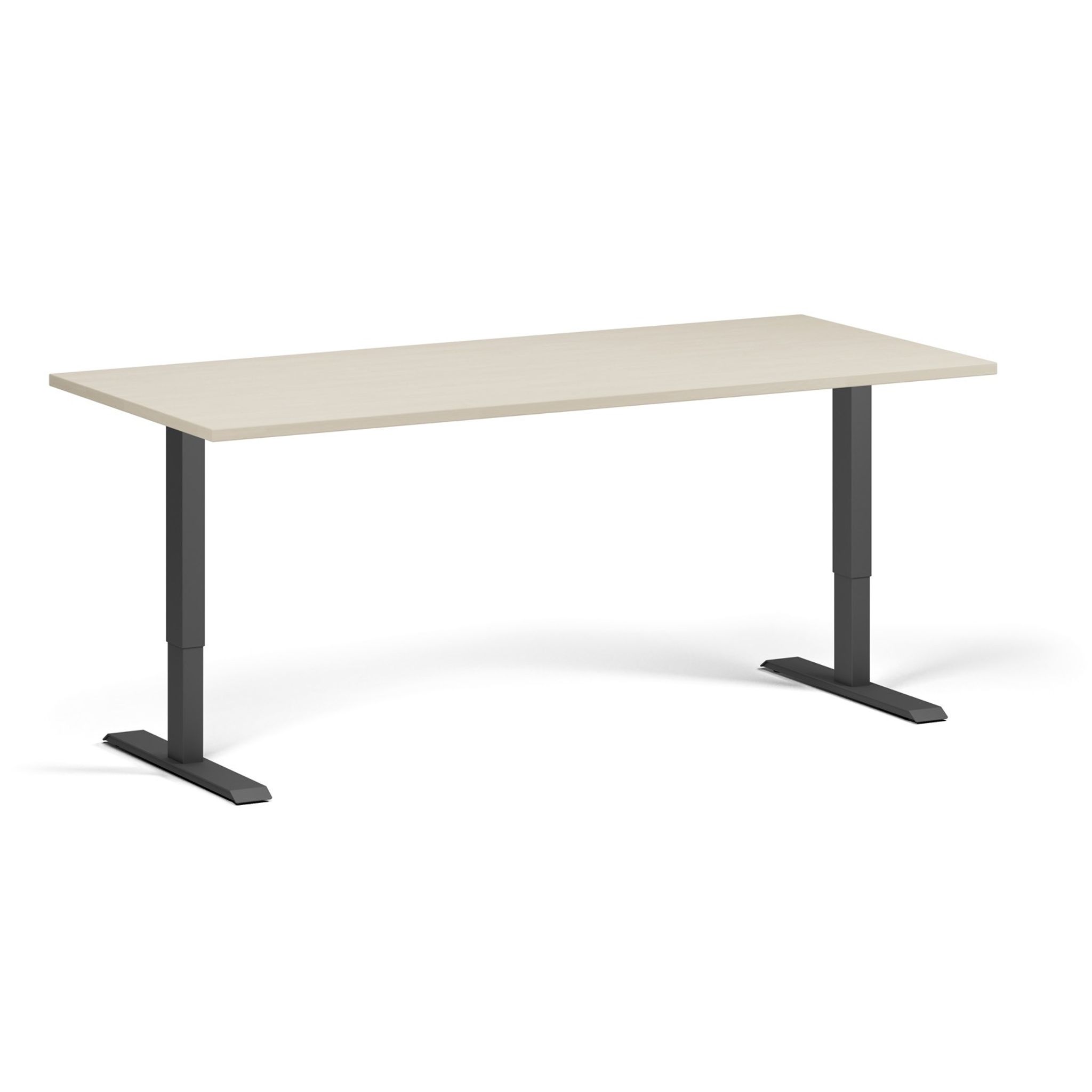 Výškově nastavitelný stůl, 180x80 cm, 1 motor, černá podnož, bříza