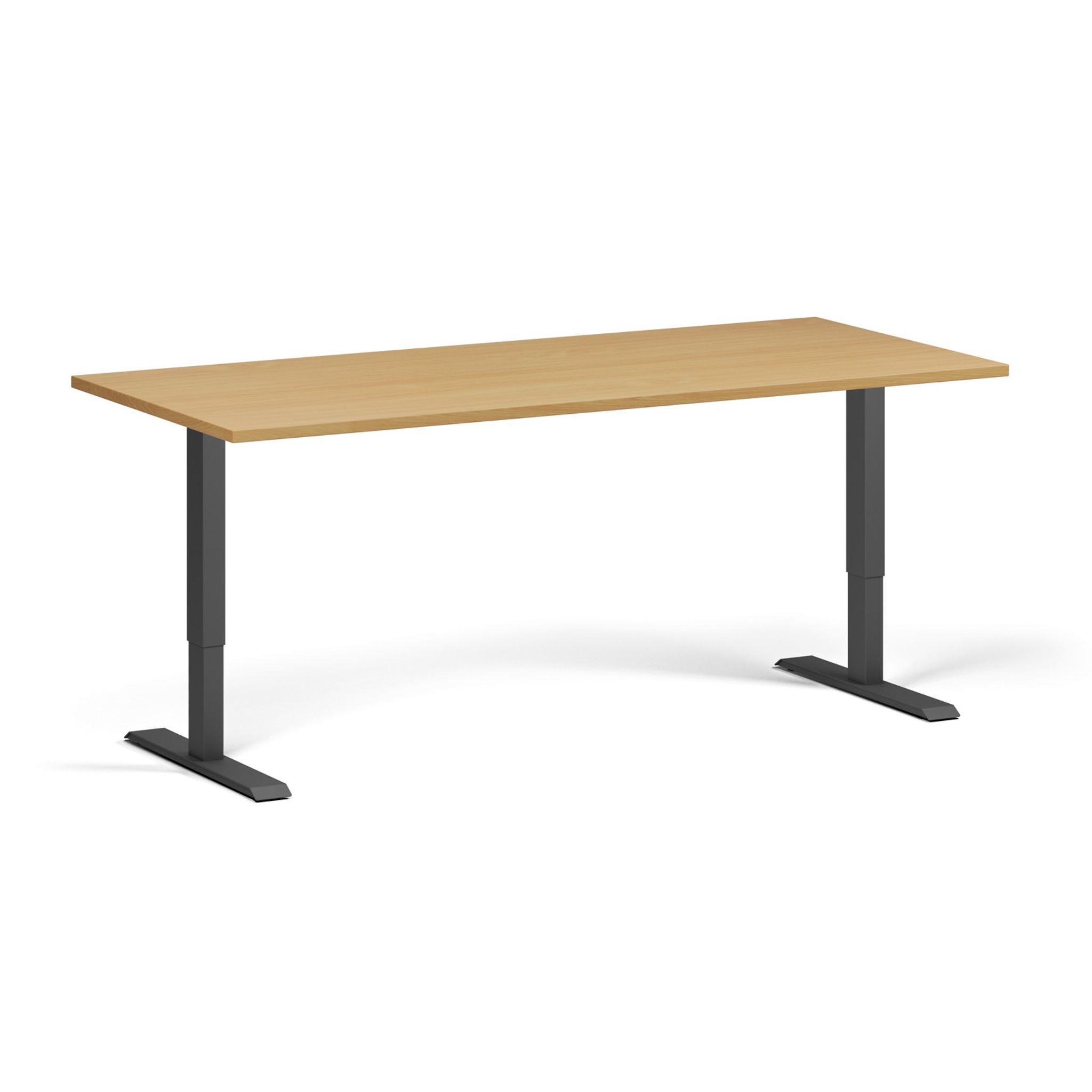 Výškově nastavitelný stůl, 180x80 cm, 1 motor, černá podnož, buk