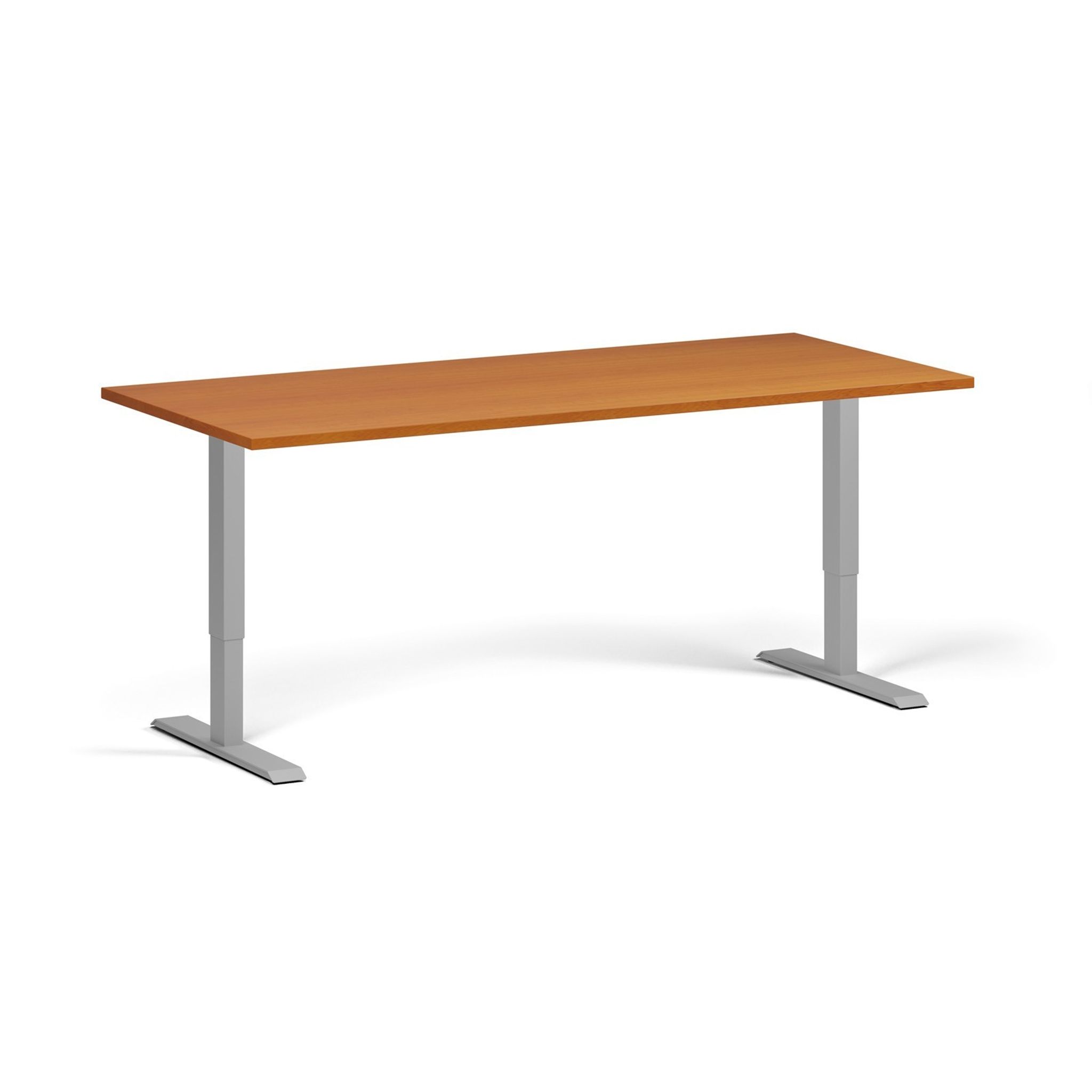 Výškově nastavitelný stůl, 180x80 cm, 1 motor, šedá podnož, třešeň