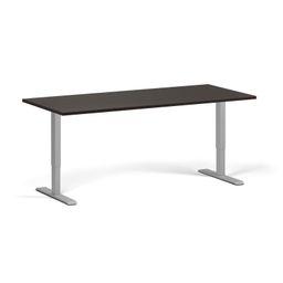 Výškově nastavitelný stůl, 180x80 cm, 2 motory, šedá podnož, wenge