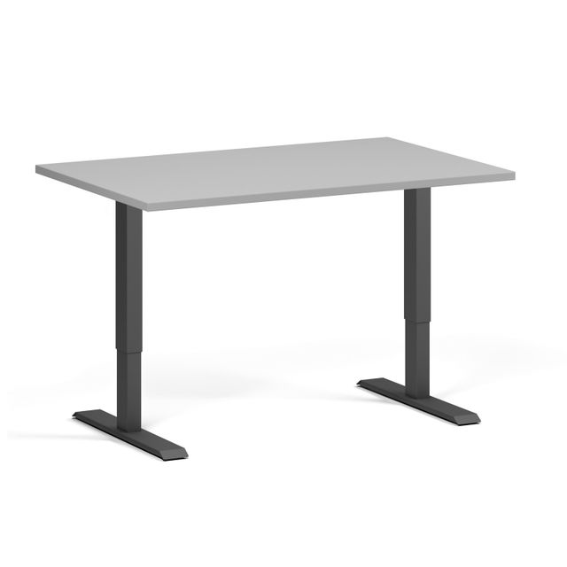 Výškově nastavitelný stůl, 2 motory, 745-1215 mm, deska 1200x800 mm, černá podnož, šedá