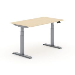 Výškově nastavitelný stůl PRIMO ADAPT, 140x80 cm, šedá podnož, bříza