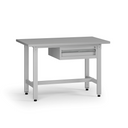 Výškovo nastaviteľný dielenský stôl G5, 1200 x 750 x 800-1000 mm, 1x kontajner, 1 zásuvka, sivá